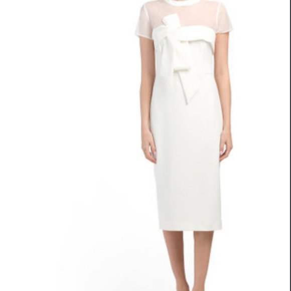 NWT JS Collections Illusion Midi Dress Ivory - Picture 3 of 4